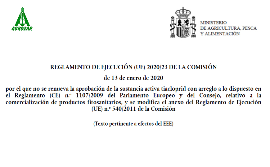 AGROZAR INFORMA QUE SE DEBE RETIRAR LOS PRODUCTOS CON TIACLOPRID 